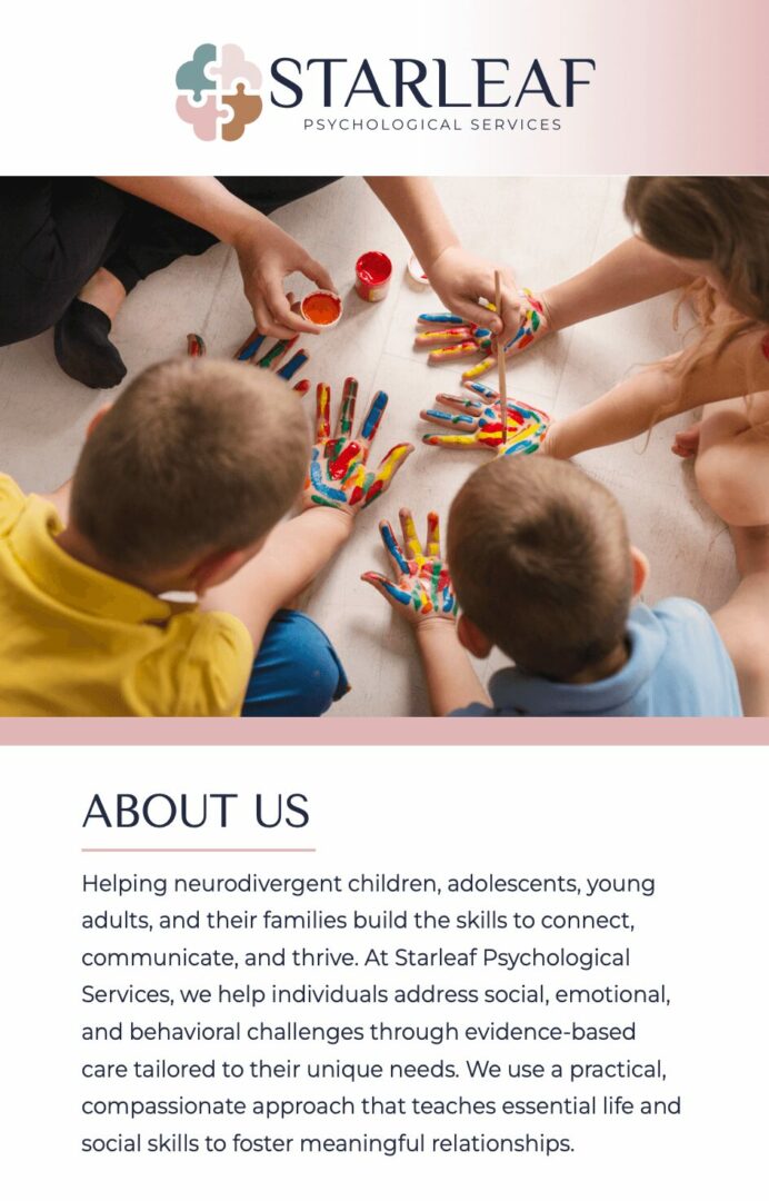 Children gather around a table with colorful markers, drawing and playing together, with a logo and text above and below.